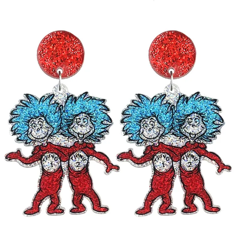 Wholesale 2pcs Teacher Reading Atmosphere Shiny Cute Teacher Color Book Acrylic Earrings