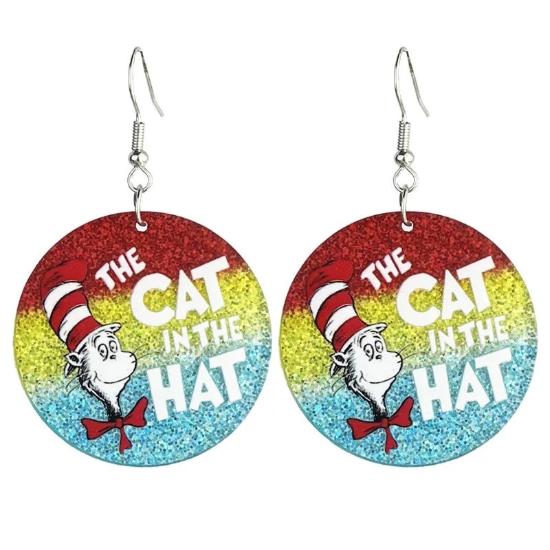 Wholesale 2pcs Teacher Reading Atmosphere Shiny Cute Teacher Color Book Acrylic Earrings