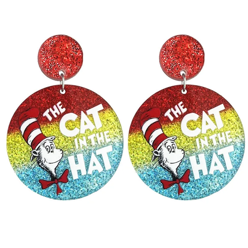 Wholesale 2pcs Teacher Reading Atmosphere Shiny Cute Teacher Color Book Acrylic Earrings
