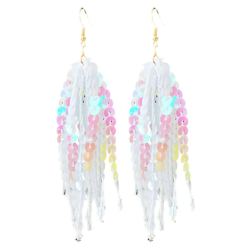 Wholesale 2pcs Valentine's Day Glitter Pink Atmosphere Love Shiny Tassel Temperament Color Matching Fashion Earrings
