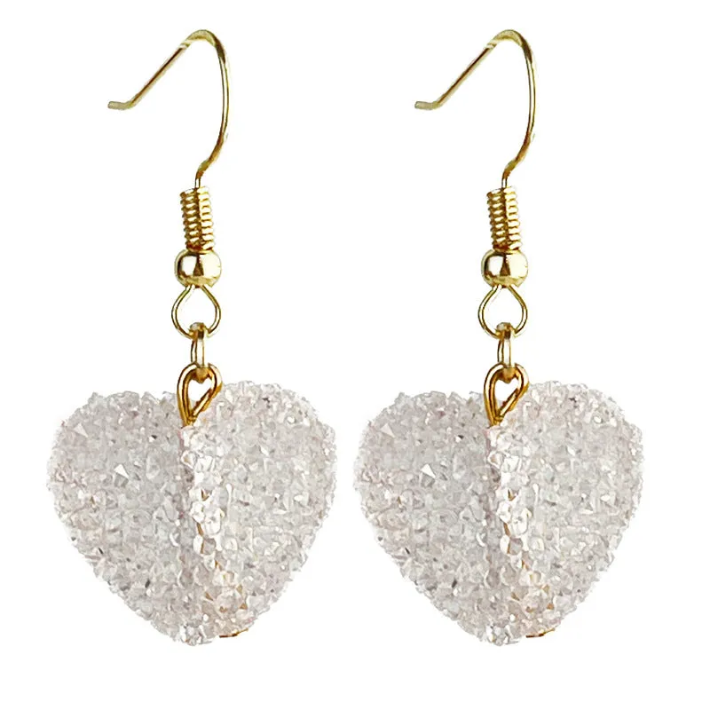 Wholesale 2pcs Valentine's Day Love Three-dimensional Simulation Candy Resin Diamond Color Matching Bead Earrings
