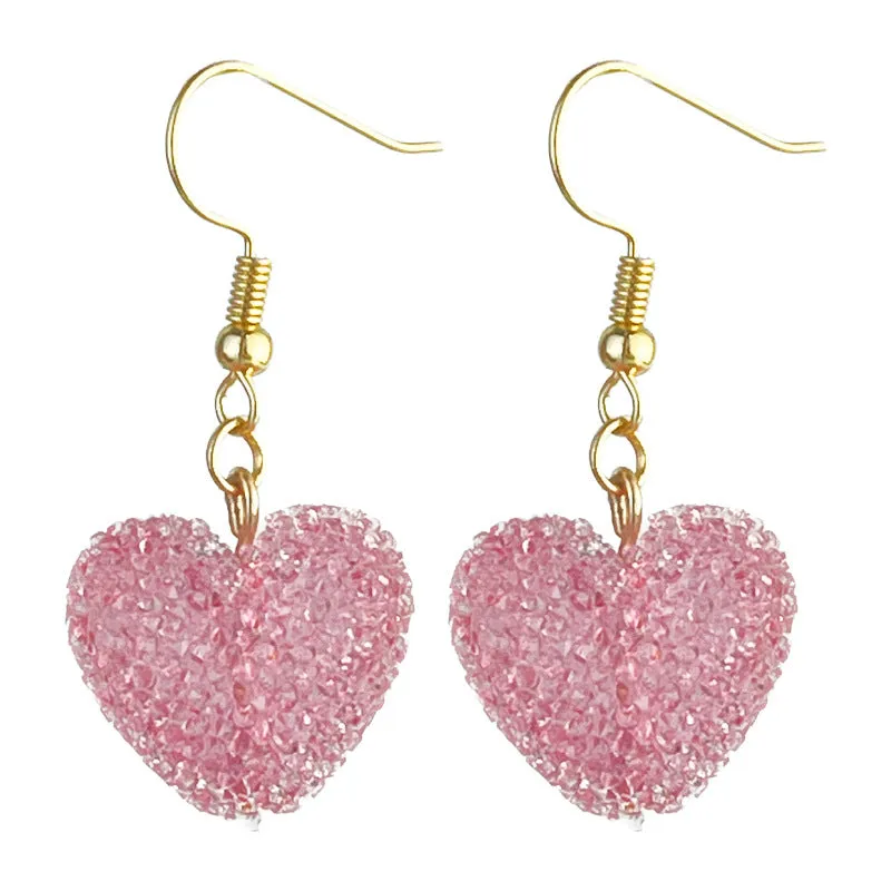 Wholesale 2pcs Valentine's Day Love Three-dimensional Simulation Candy Resin Diamond Color Matching Bead Earrings