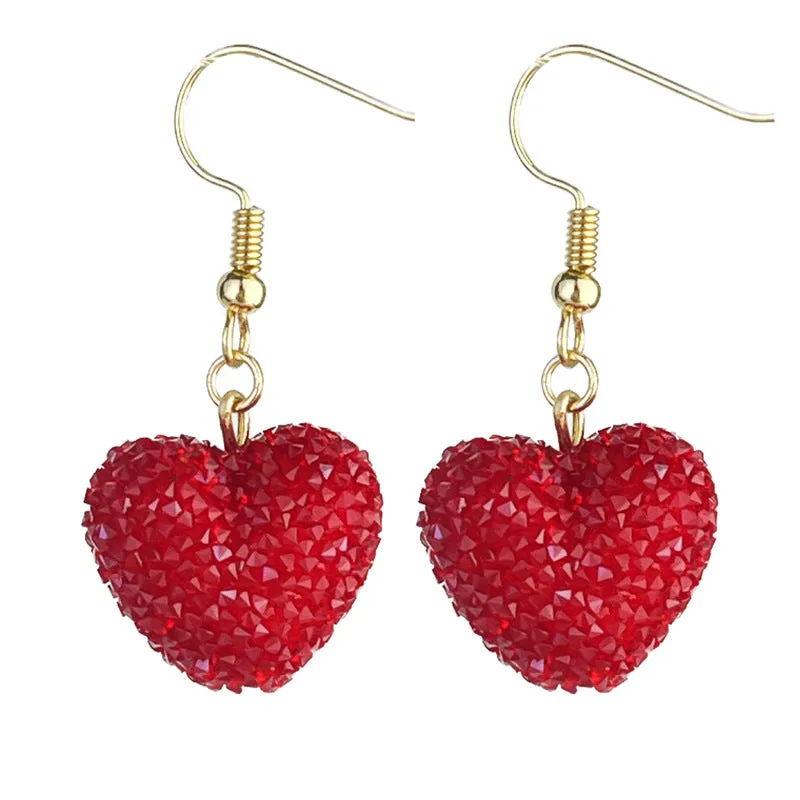 Wholesale 2pcs Valentine's Day Love Three-dimensional Simulation Candy Resin Diamond Color Matching Bead Earrings