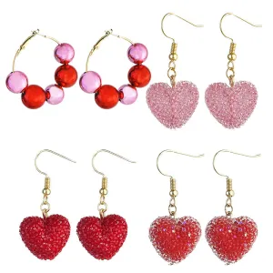 Wholesale 2pcs Valentine's Day Love Three-dimensional Simulation Candy Resin Diamond Color Matching Bead Earrings