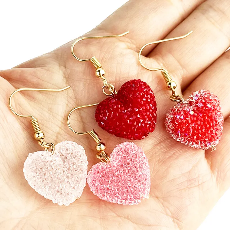 Wholesale 2pcs Valentine's Day Love Three-dimensional Simulation Candy Resin Diamond Color Matching Bead Earrings