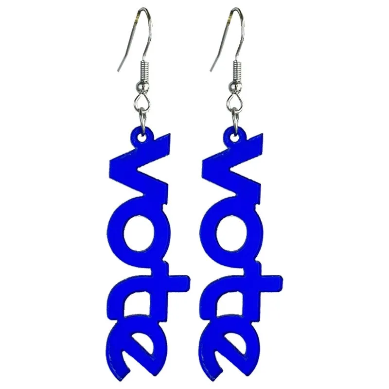 Wholesale 2pcs Wooden Red White and Blue Acrylic Earrings