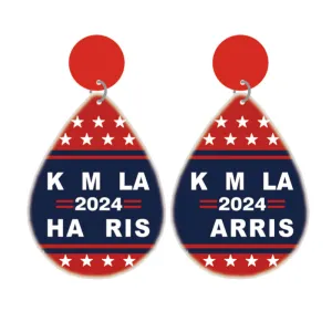 Wholesale 2pcs Wooden Red White and Blue Acrylic Earrings