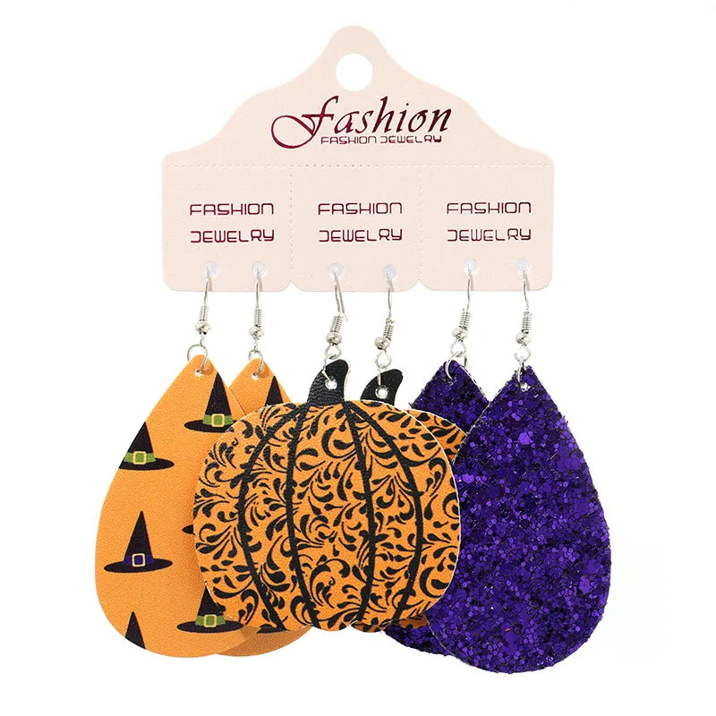 Wholesale 2set PUHalloween Pumpkin Alien Exaggerated Earrings