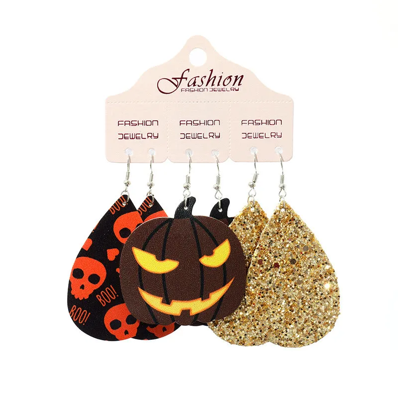 Wholesale 2set PUHalloween Pumpkin Alien Exaggerated Earrings