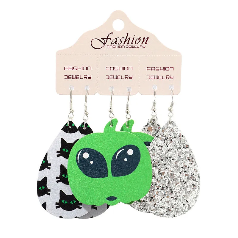 Wholesale 2set PUHalloween Pumpkin Alien Exaggerated Earrings