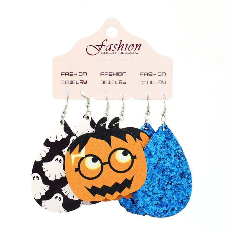 Wholesale 2set PUHalloween Pumpkin Alien Exaggerated Earrings