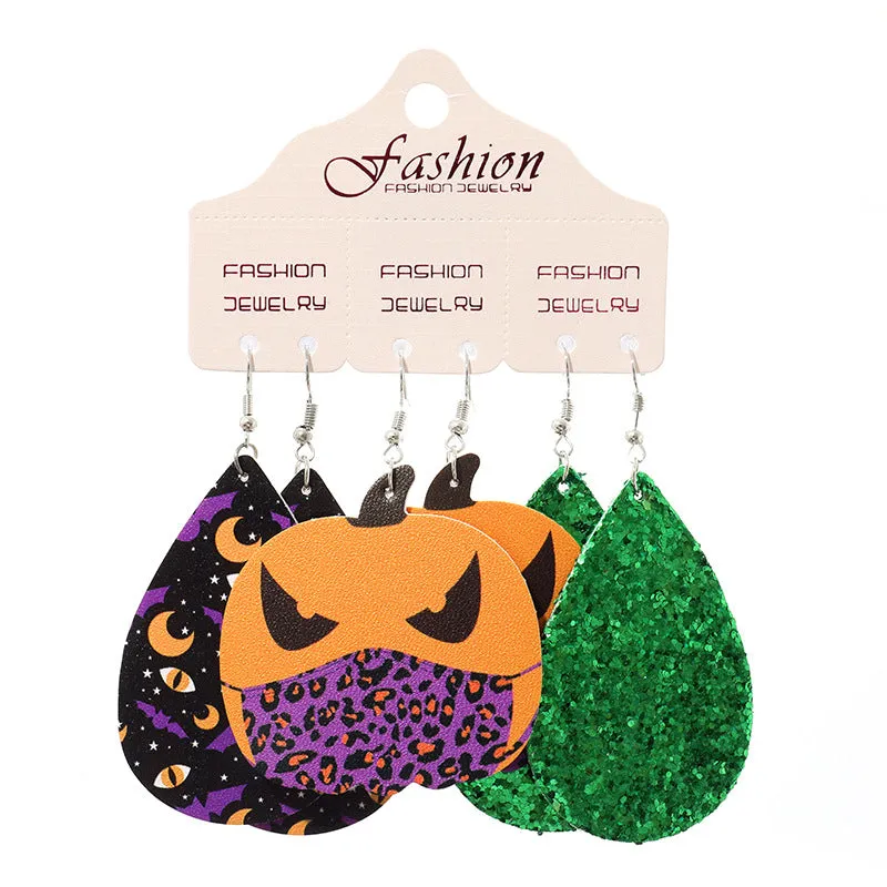 Wholesale 2set PUHalloween Pumpkin Alien Exaggerated Earrings