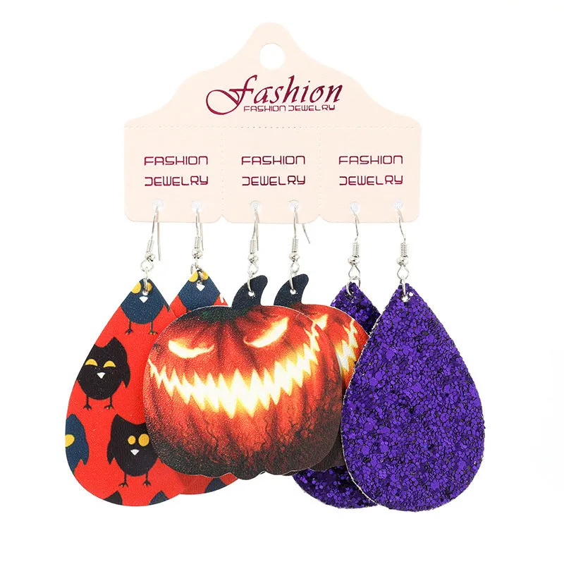 Wholesale 2set PUHalloween Pumpkin Alien Exaggerated Earrings