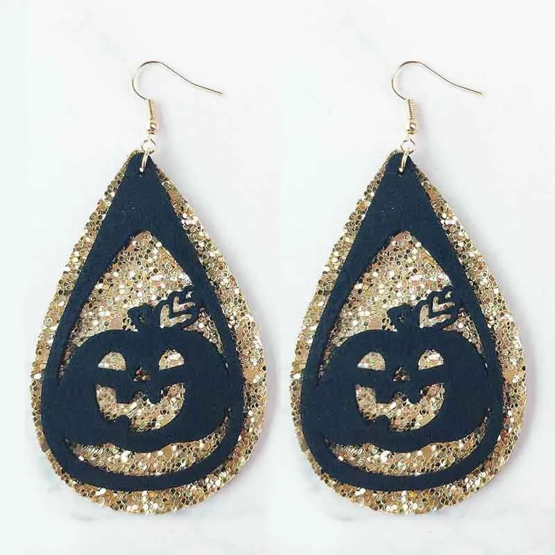 Wholesale 3 Pair/Pack Halloween Pumpkin Ghost Witch Velvet Earrings