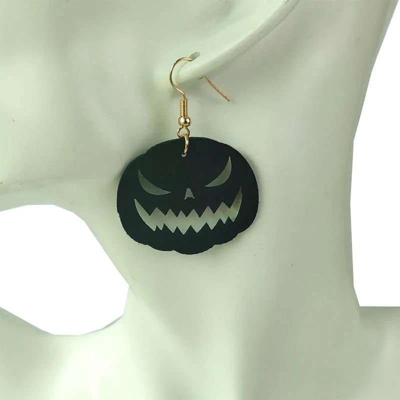 Wholesale 3 Pair/Pack Pumpkin Black Spider Halloween Earrings