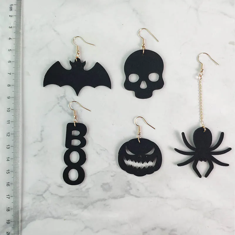 Wholesale 3 Pair/Pack Pumpkin Black Spider Halloween Earrings