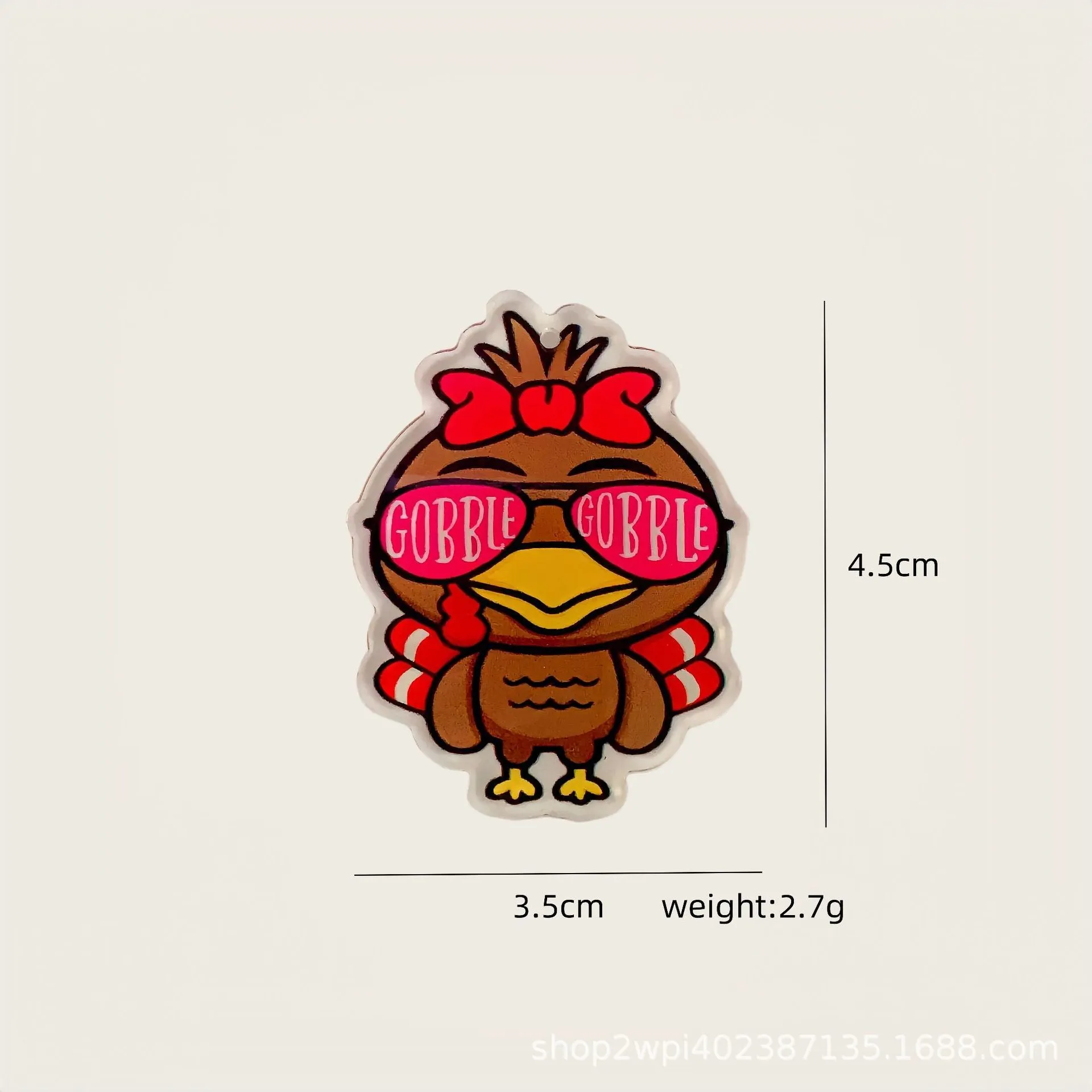 Wholesale 30pcs Acrylic Carnival Thanksgiving Turkey Earrings Accessories DIY Earrings Pendant Mobile Phone Shell Pendant Accessories