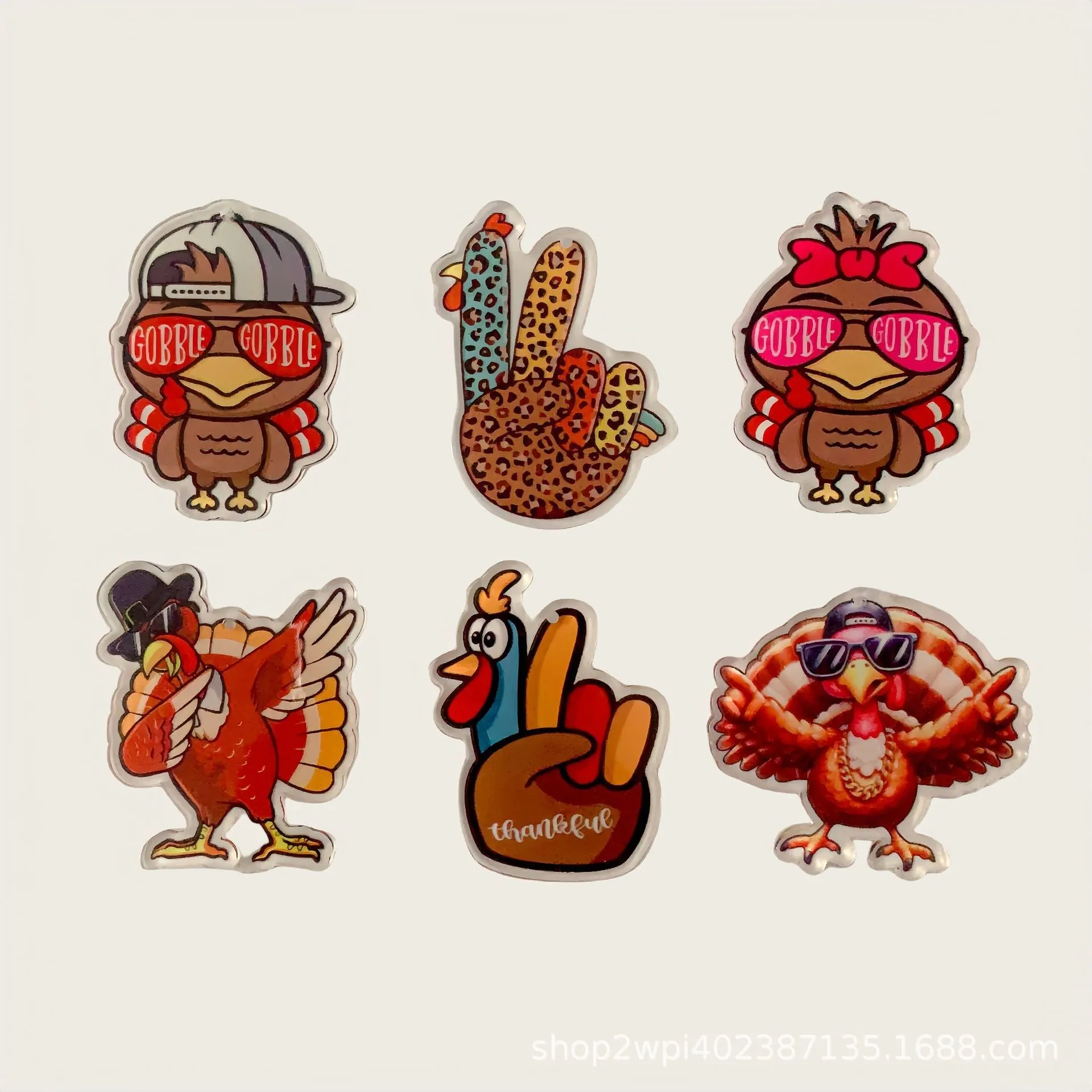 Wholesale 30pcs Acrylic Carnival Thanksgiving Turkey Earrings Accessories DIY Earrings Pendant Mobile Phone Shell Pendant Accessories