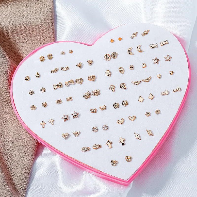 Wholesale 36 Pairs/Box Plastic Flower Ear Studs Set