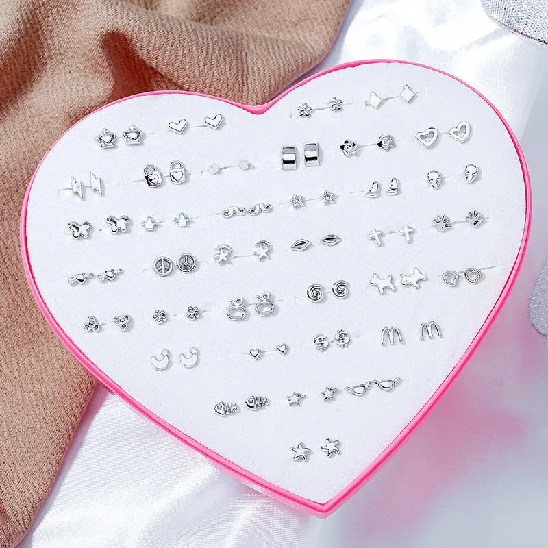 Wholesale 36 Pairs/Box Plastic Flower Ear Studs Set