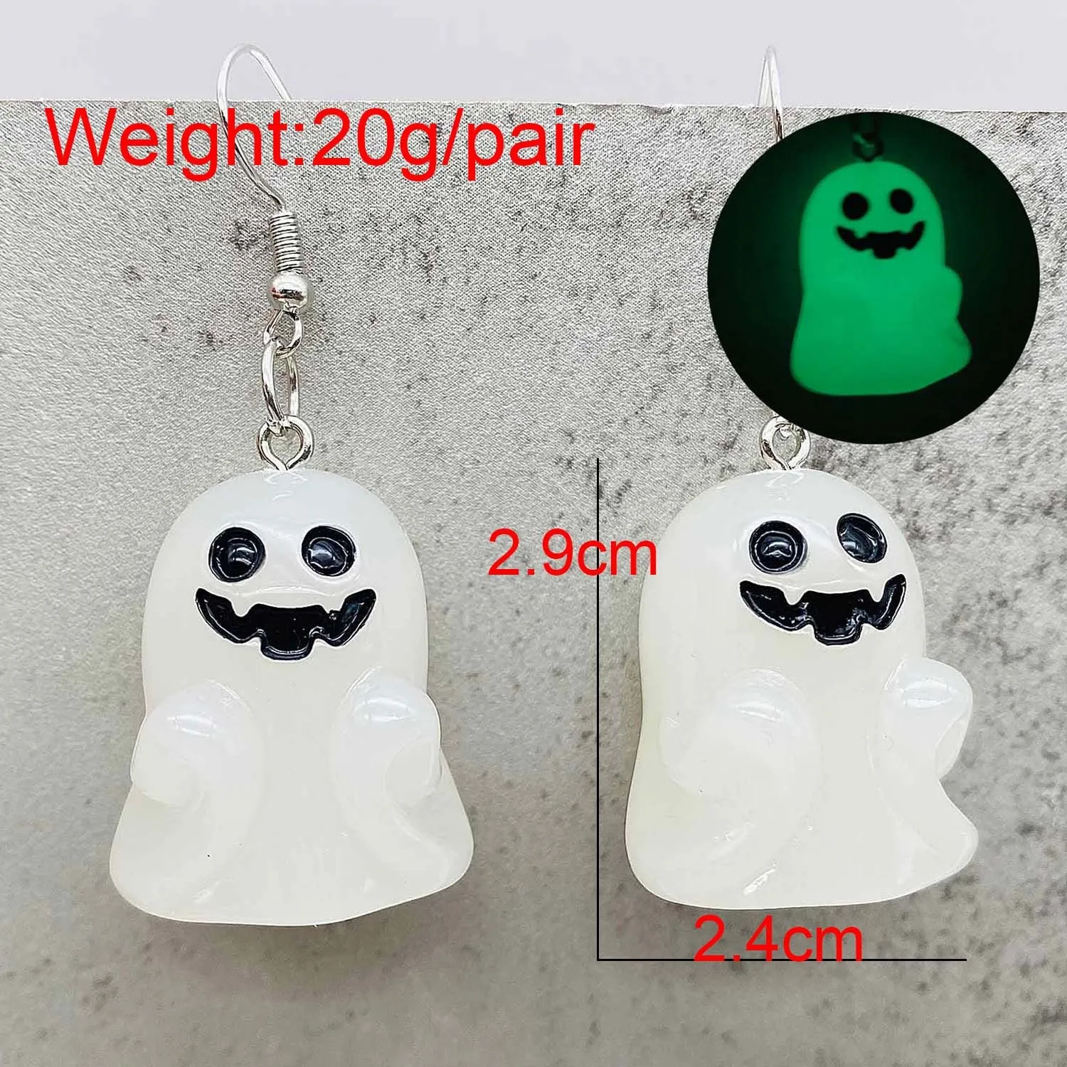 Wholesale 3D Night Light Ghost Pumpkin Corn Candy Halloween Earrings