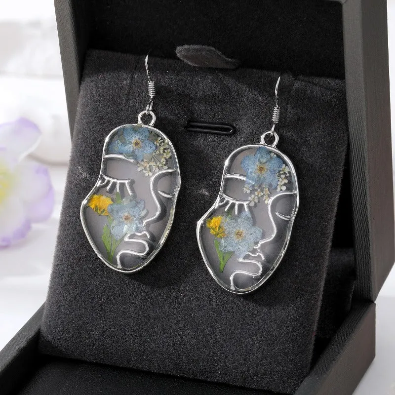 Wholesale 5 pairs/pack plastic resin creative face painting glue flower earrings