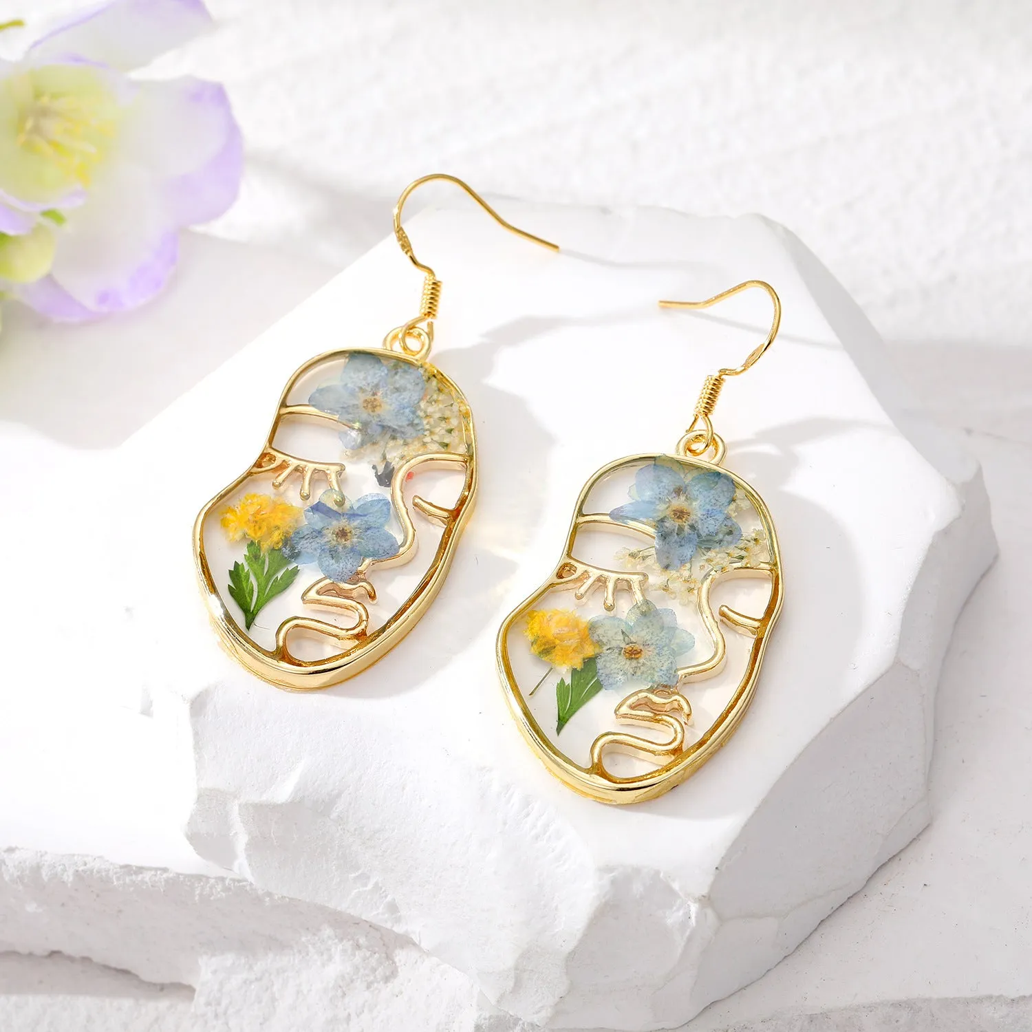 Wholesale 5 pairs/pack plastic resin creative face painting glue flower earrings