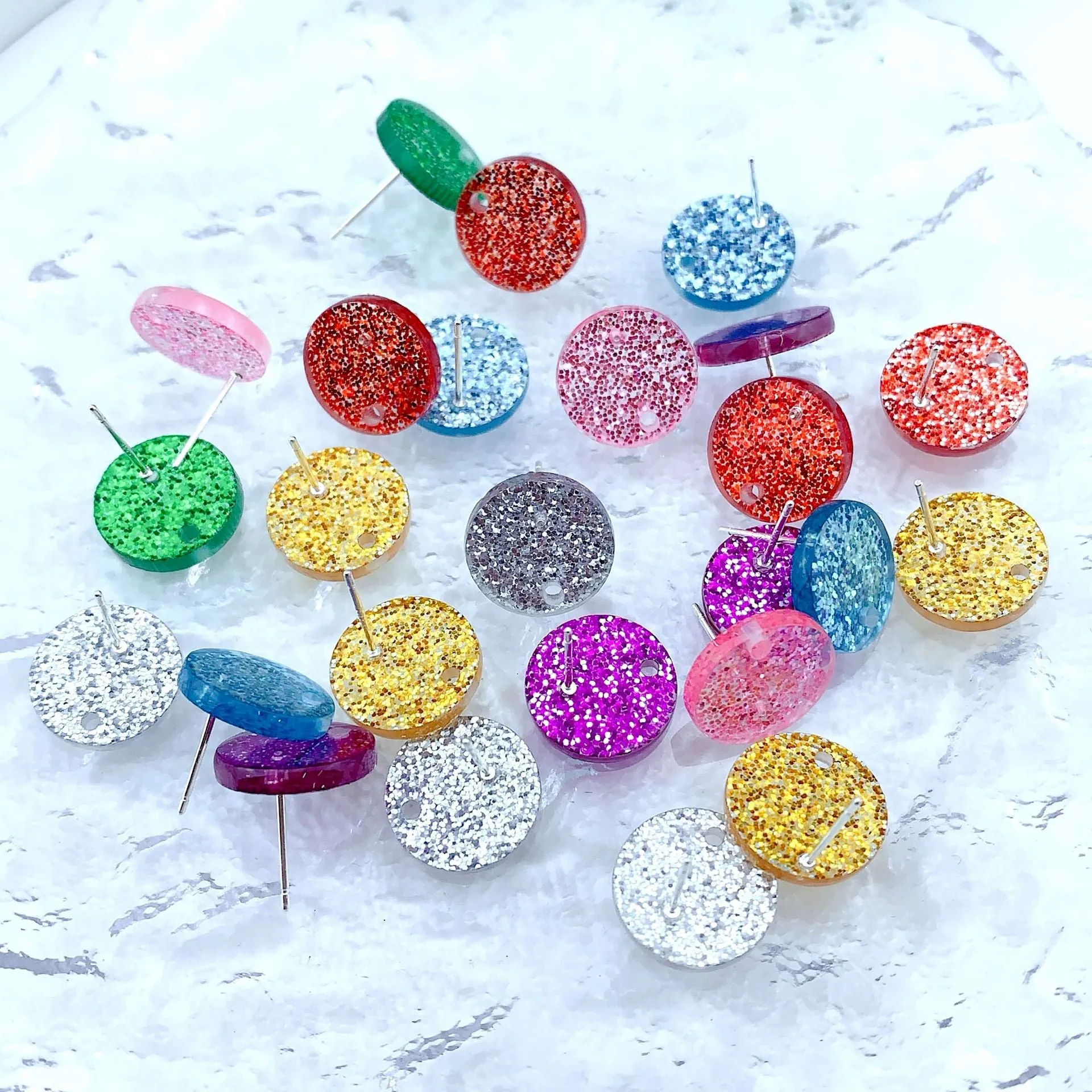 Wholesale 50pcs Handmade DIY Acrylic Onion Powder Round Colorful Earrings