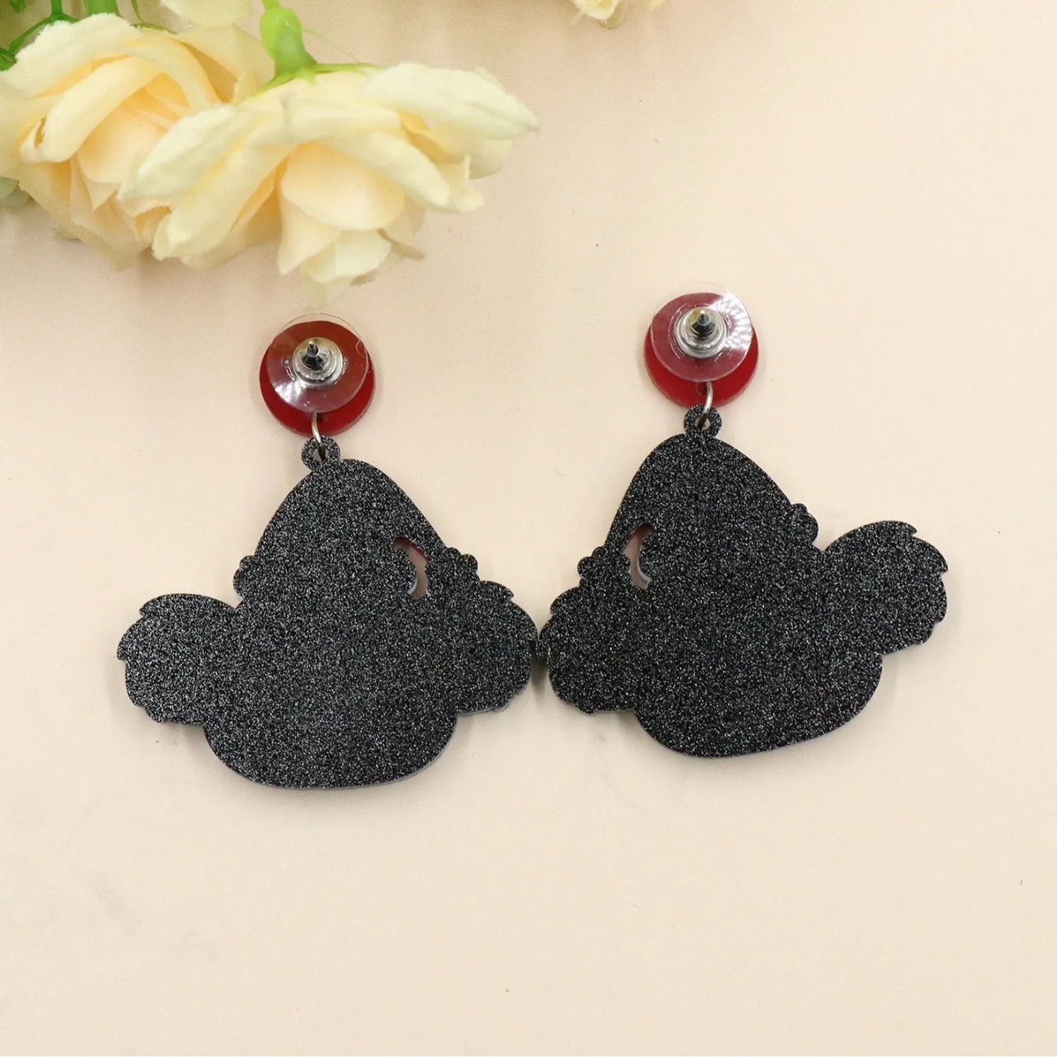 Wholesale 5pcs/pack Christmas Exaggerated Koala Glitter Earrings