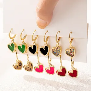 Wholesale 6 pcs/12 pcs set fashion exquisite zinc alloy oil leopard love earrings suit