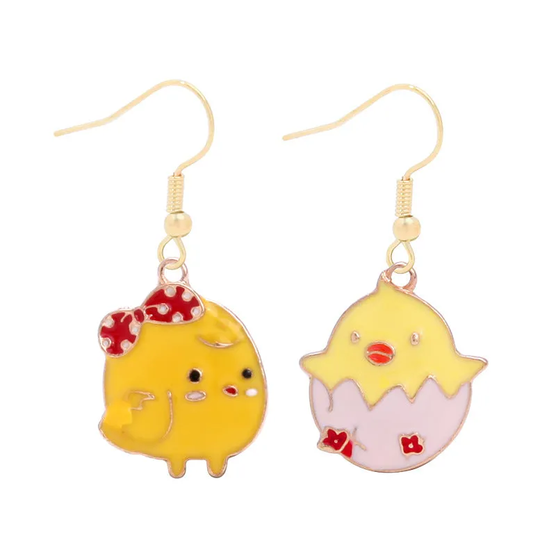 Wholesale 6pcs Easter earrings creative cartoon rabbit chicken Easter egg earrings spring carnival party jewelry