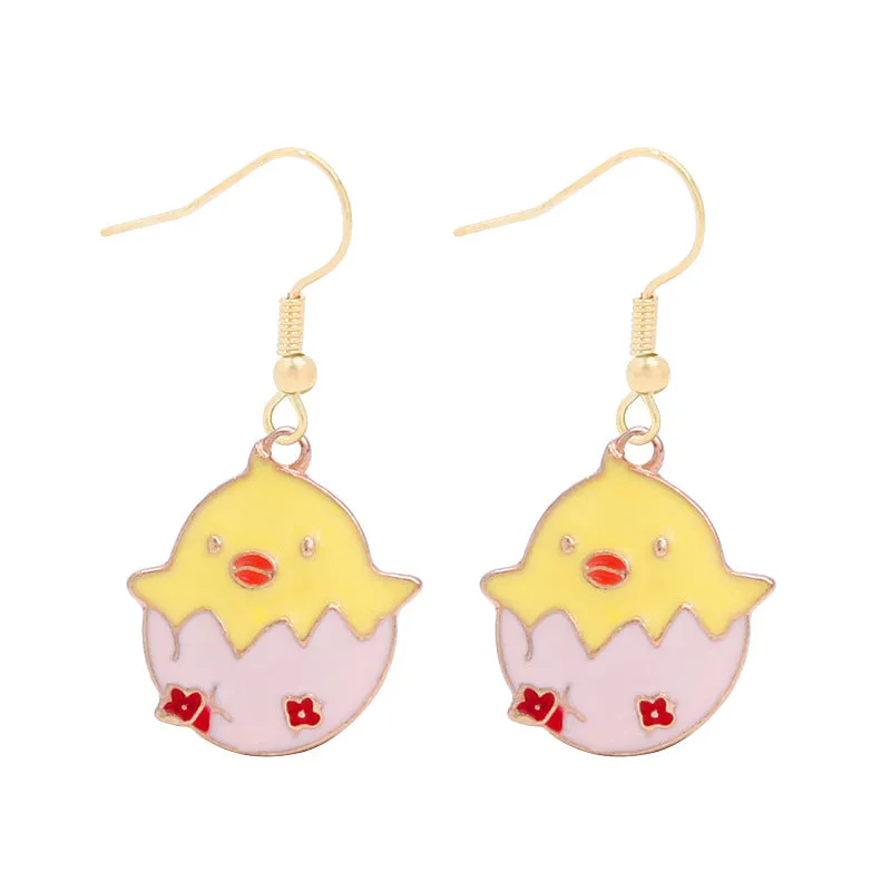 Wholesale 6pcs Easter earrings creative cartoon rabbit chicken Easter egg earrings spring carnival party jewelry
