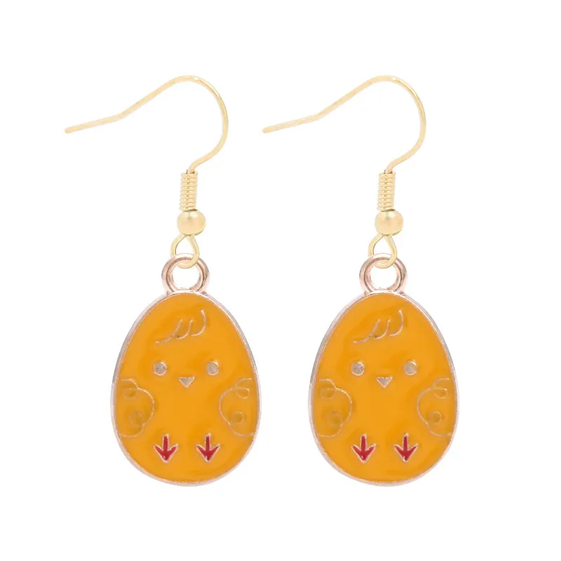 Wholesale 6pcs Easter earrings creative cartoon rabbit chicken Easter egg earrings spring carnival party jewelry