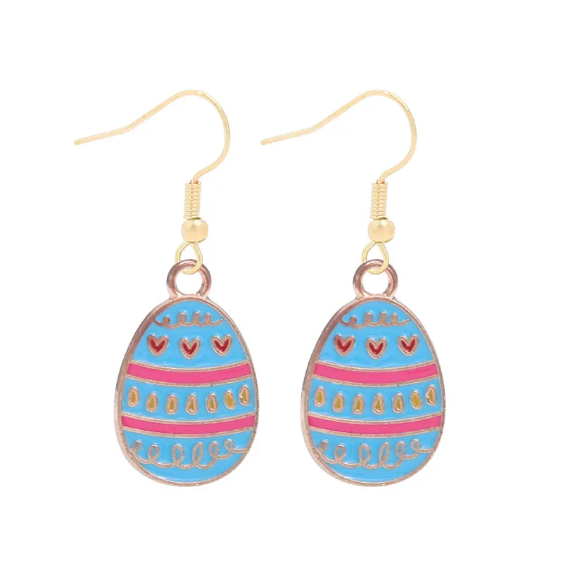 Wholesale 6pcs Easter earrings creative cartoon rabbit chicken Easter egg earrings spring carnival party jewelry