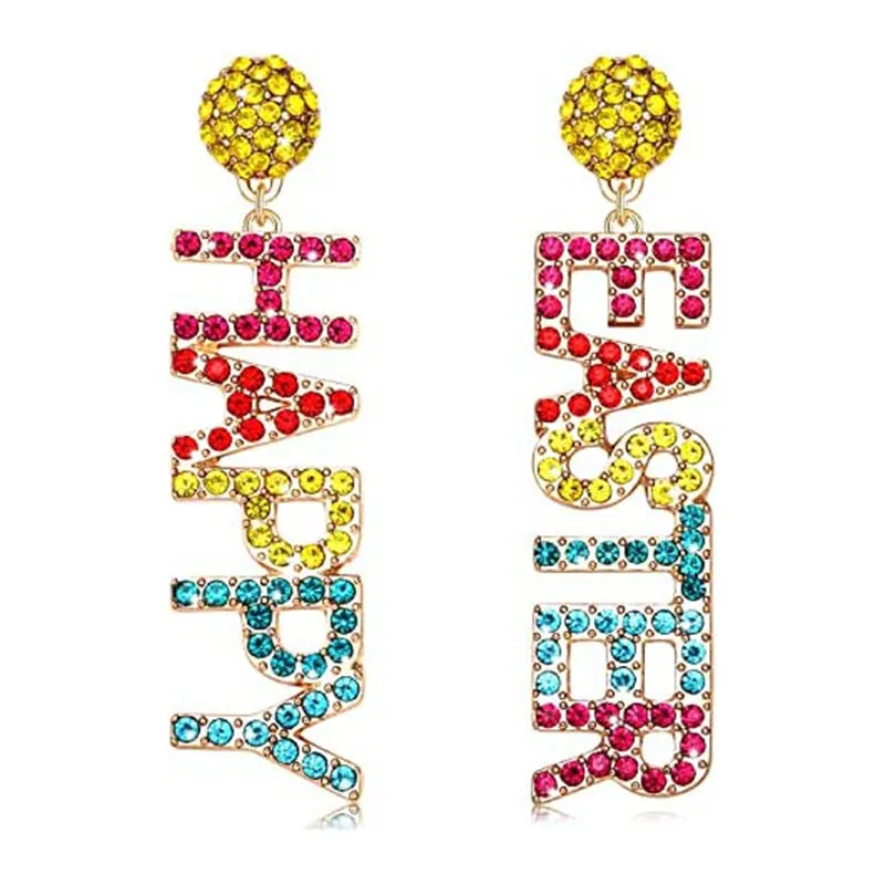Wholesale 6pcs Easter earrings creative cartoon rabbit chicken Easter egg earrings spring carnival party jewelry