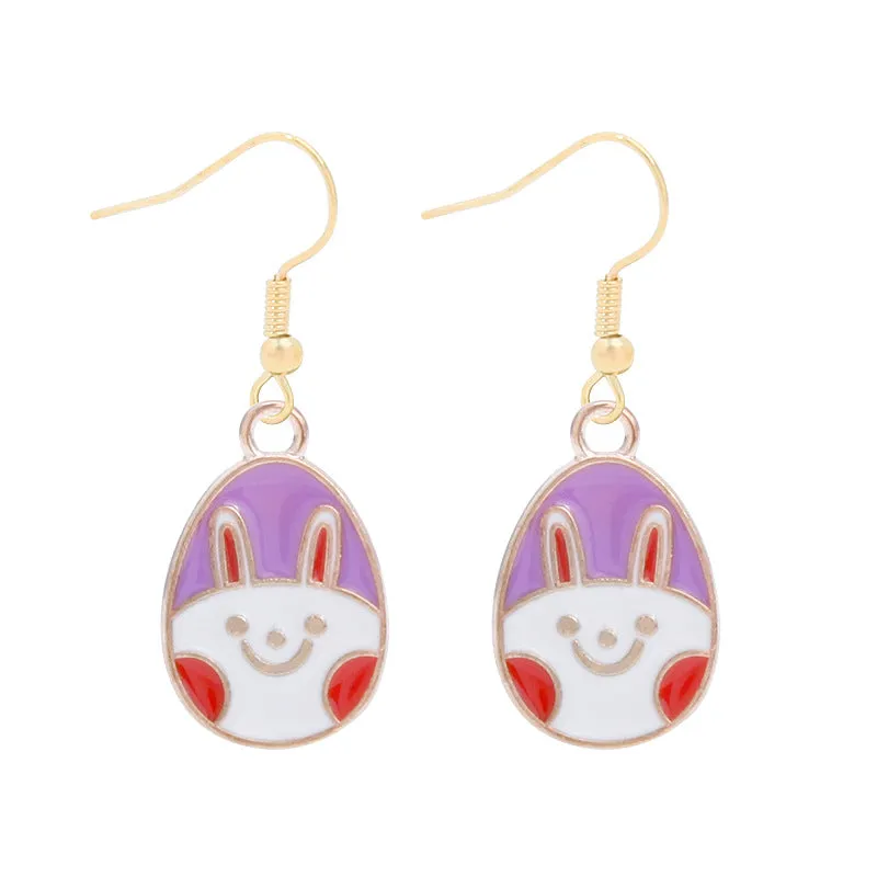 Wholesale 6pcs Easter earrings creative cartoon rabbit chicken Easter egg earrings spring carnival party jewelry