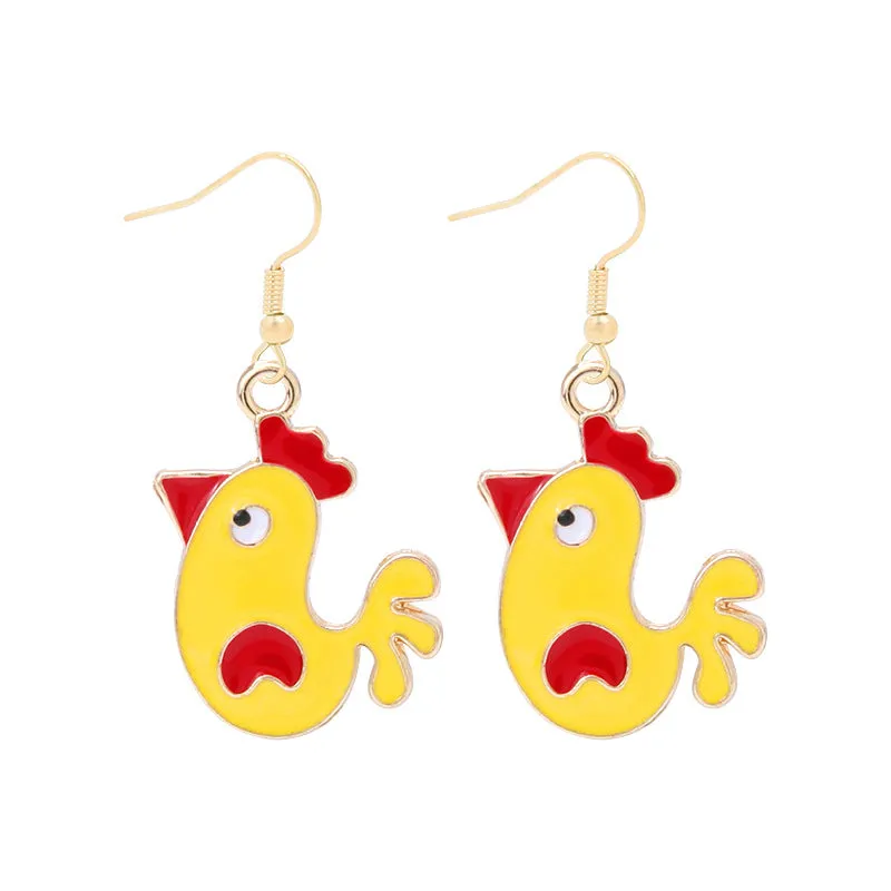 Wholesale 6pcs Easter earrings creative cartoon rabbit chicken Easter egg earrings spring carnival party jewelry