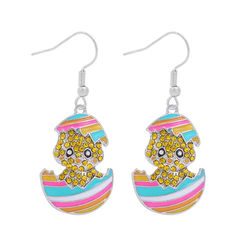 Wholesale 6pcs Easter earrings creative cartoon rabbit chicken Easter egg earrings spring carnival party jewelry