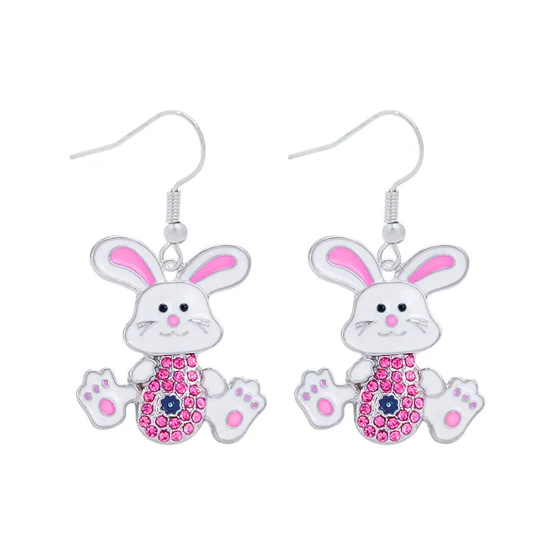 Wholesale 6pcs Easter earrings creative cartoon rabbit chicken Easter egg earrings spring carnival party jewelry