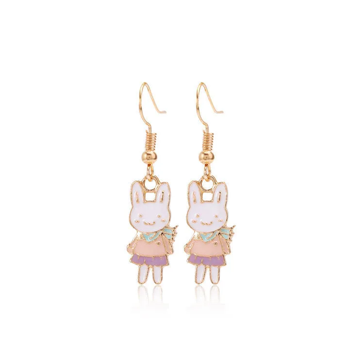 Wholesale 6pcs Easter earrings creative cartoon rabbit chicken Easter egg earrings spring carnival party jewelry