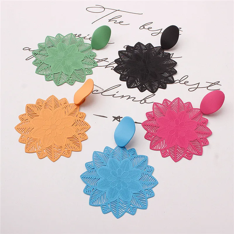 Wholesale 925 silver exaggerated forest black flower earrings earrings super fairy girl temperament net celebrity earrings
