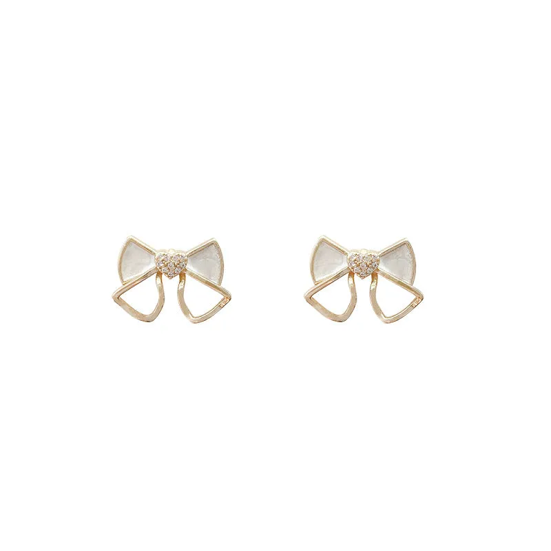 Wholesale 925 Silver Needle Drop Oil Bow Tie Copper Earrings