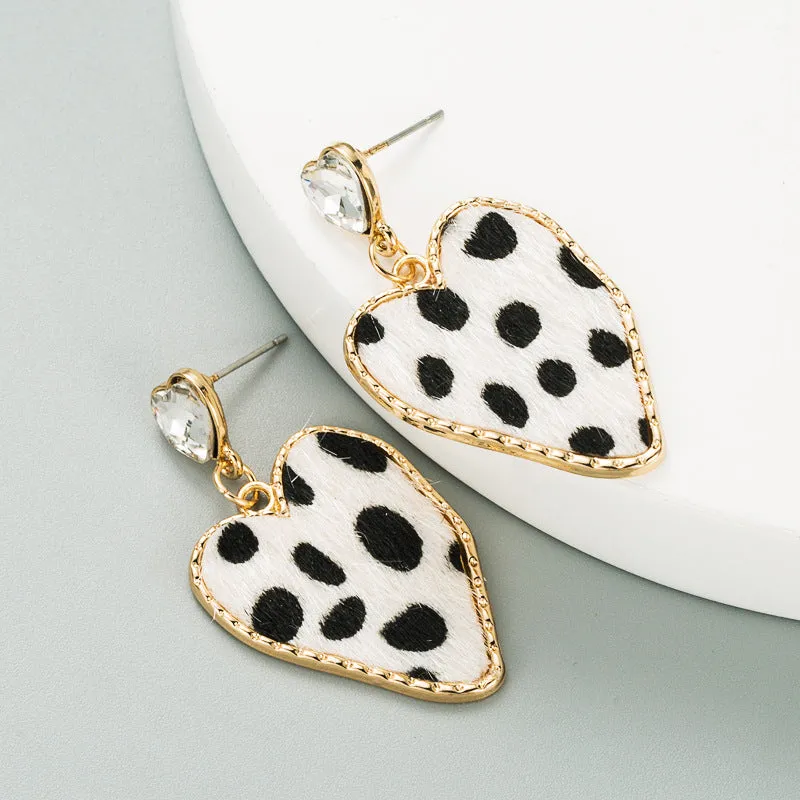Wholesale 925 Silver Needle Heart Irregular Leopard Print Earrings