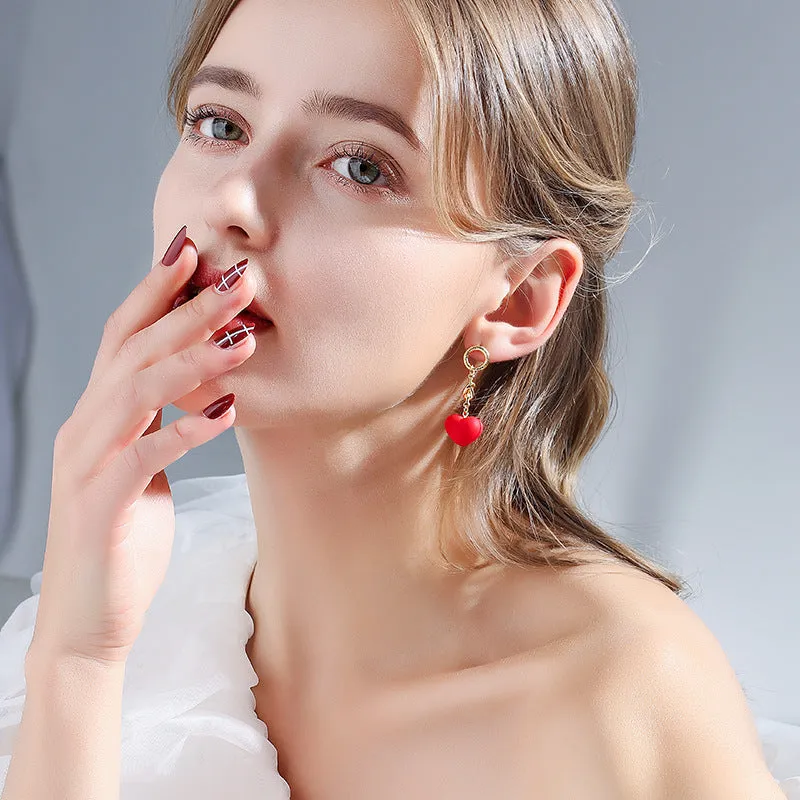 Wholesale 925 Silver Needle Red Love Temperament Fashion Earrings Valentine's Day Gift