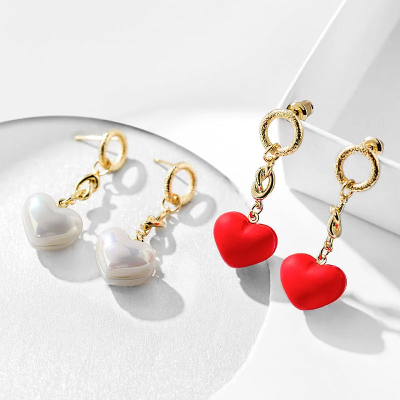 Wholesale 925 Silver Needle Red Love Temperament Fashion Earrings Valentine's Day Gift