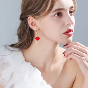 Wholesale 925 Silver Needle Red Love Temperament Fashion Earrings Valentine's Day Gift