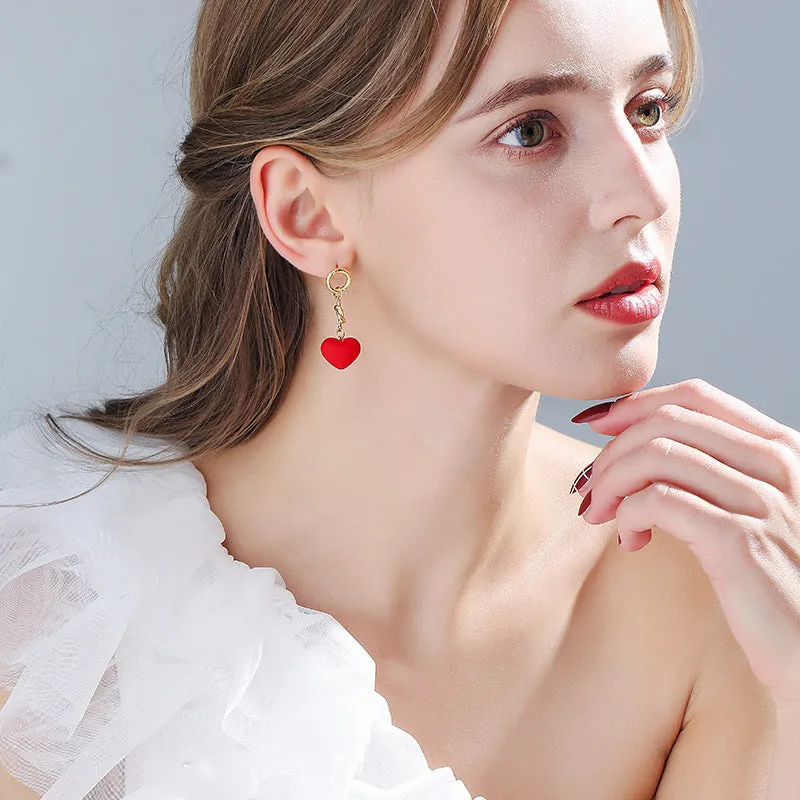 Wholesale 925 Silver Needle Red Love Temperament Fashion Earrings Valentine's Day Gift