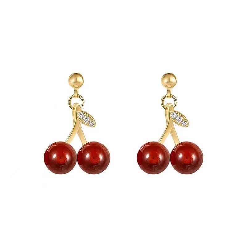 Wholesale 925 silver red cherry earrings