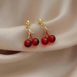 Wholesale 925 silver red cherry earrings