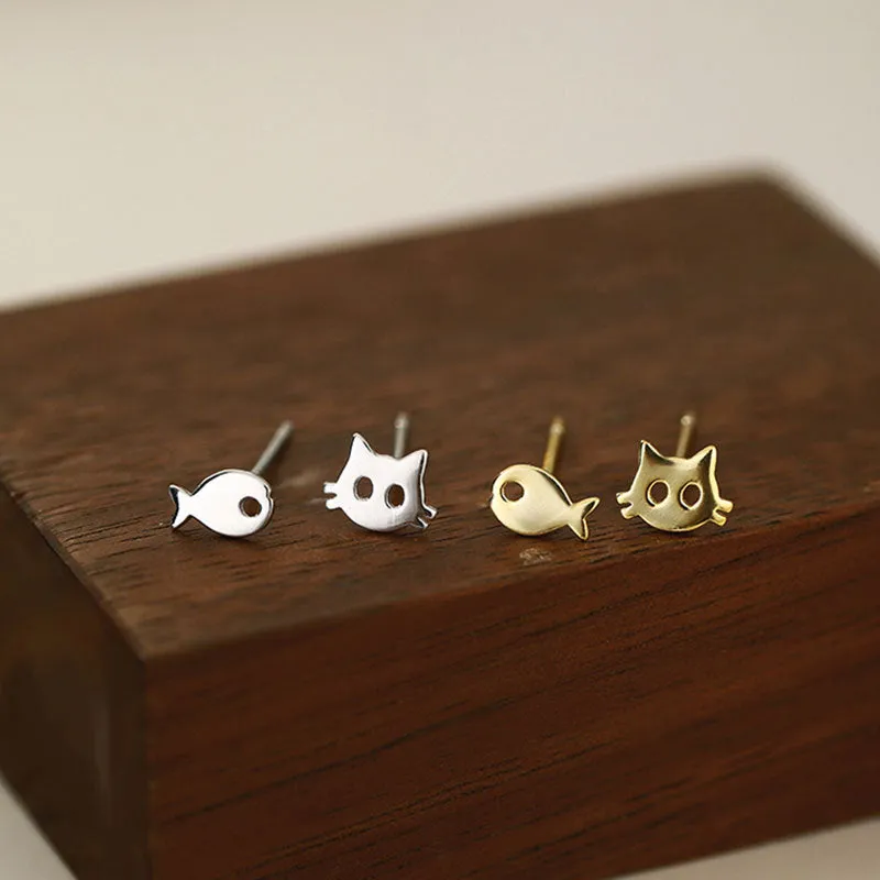 Wholesale 925 Sterling Silver Cat Fish Earrings